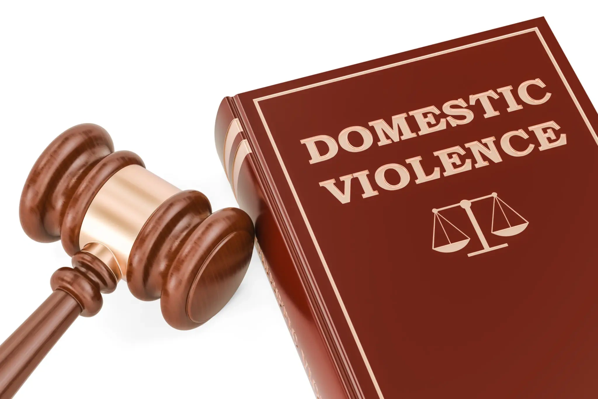 Gavel beside domestic violence law book
