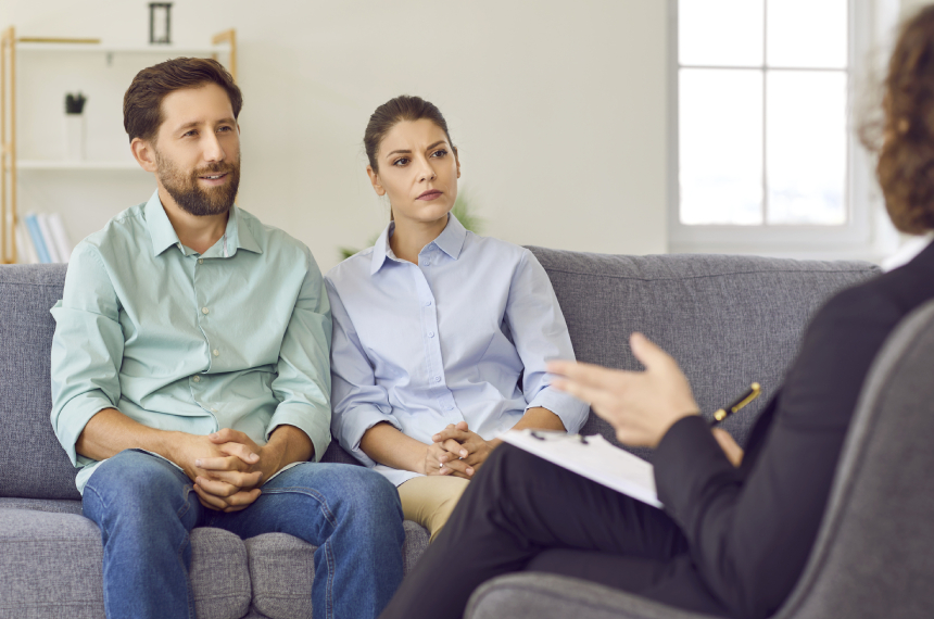 Couple counseling session with therapist