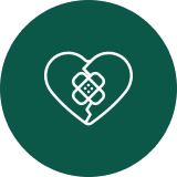 Broken heart with bandage icon