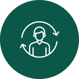 Customer support icon with circular arrows