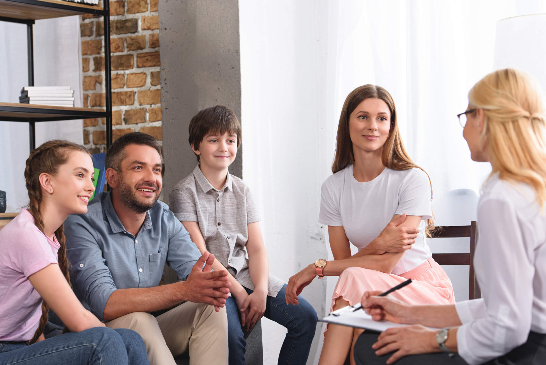 Family therapy session with counselor