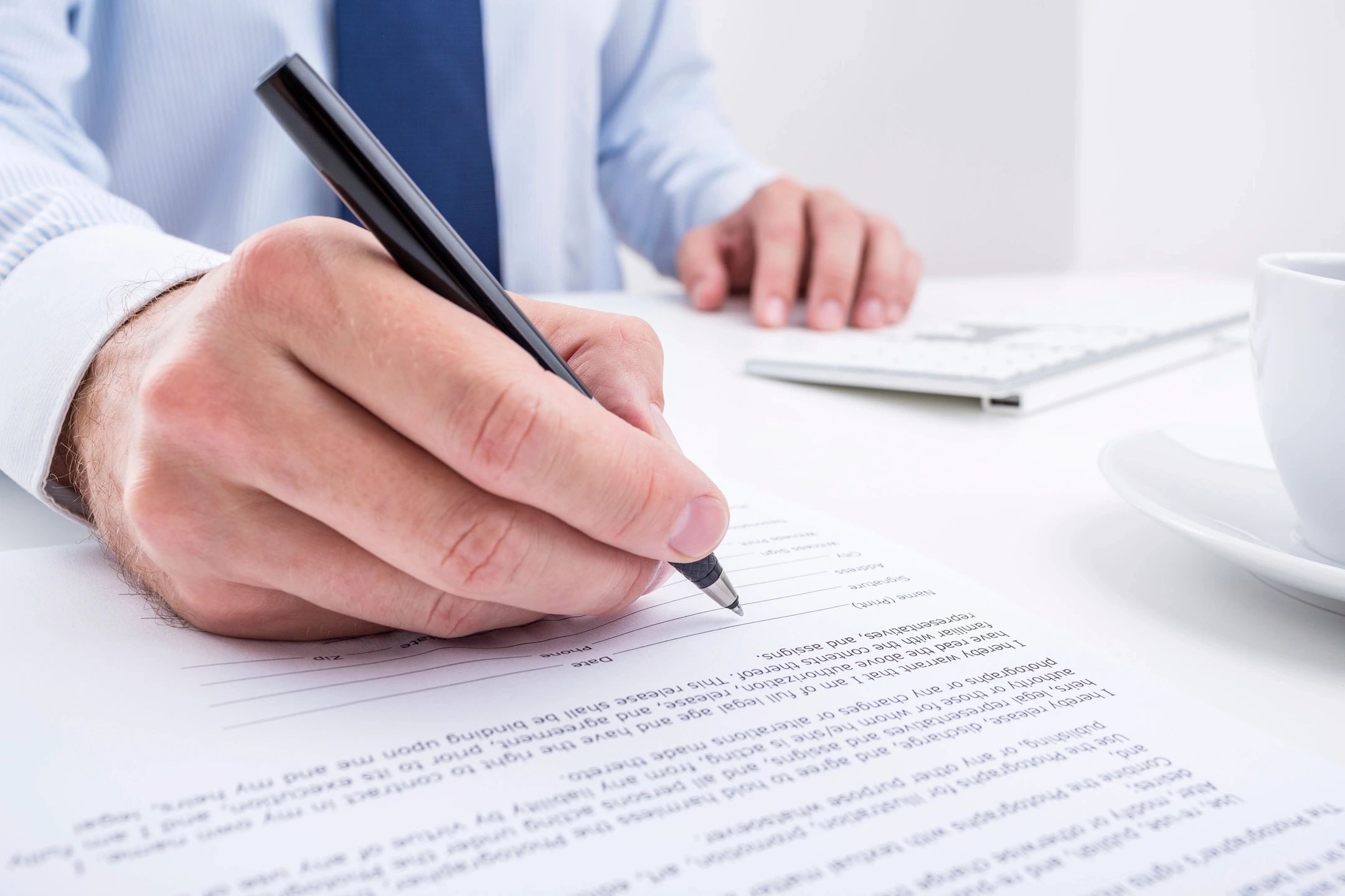 Man filling form